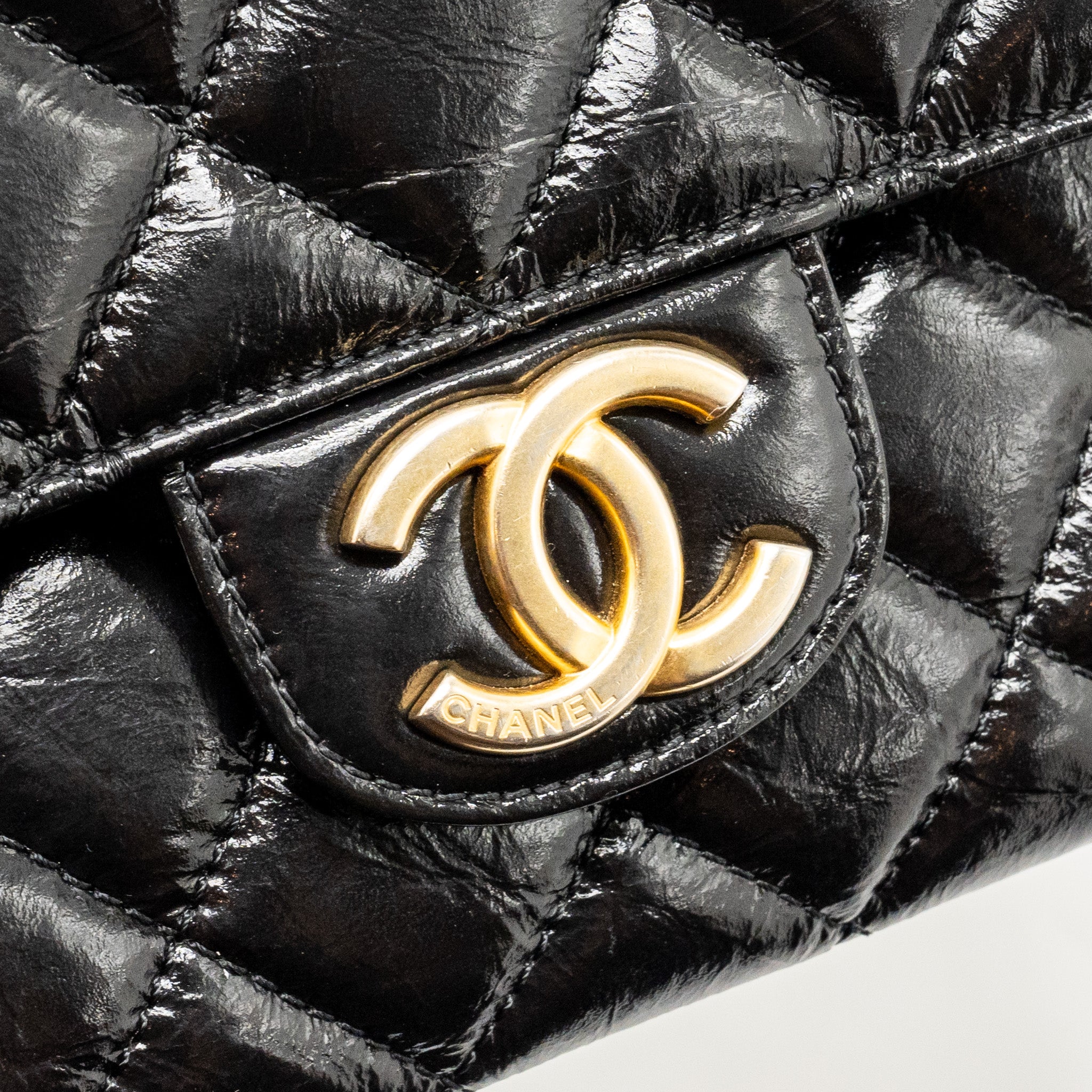 CHANEL HOBO BAG SHINY CALFSKIN BLACK GHW (MICROCHIP)