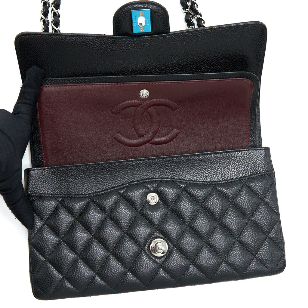 CHANEL CLASSIC DOUBLE FLAP BAG CAVIAR BLACK SHW