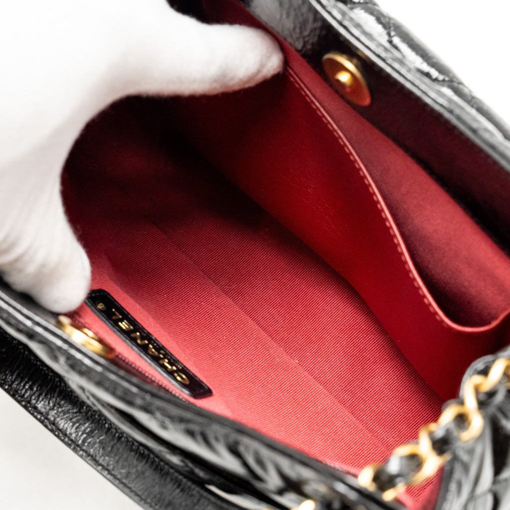 CHANEL HOBO BAG SHINY CALFSKIN BLACK GHW (MICROCHIP)