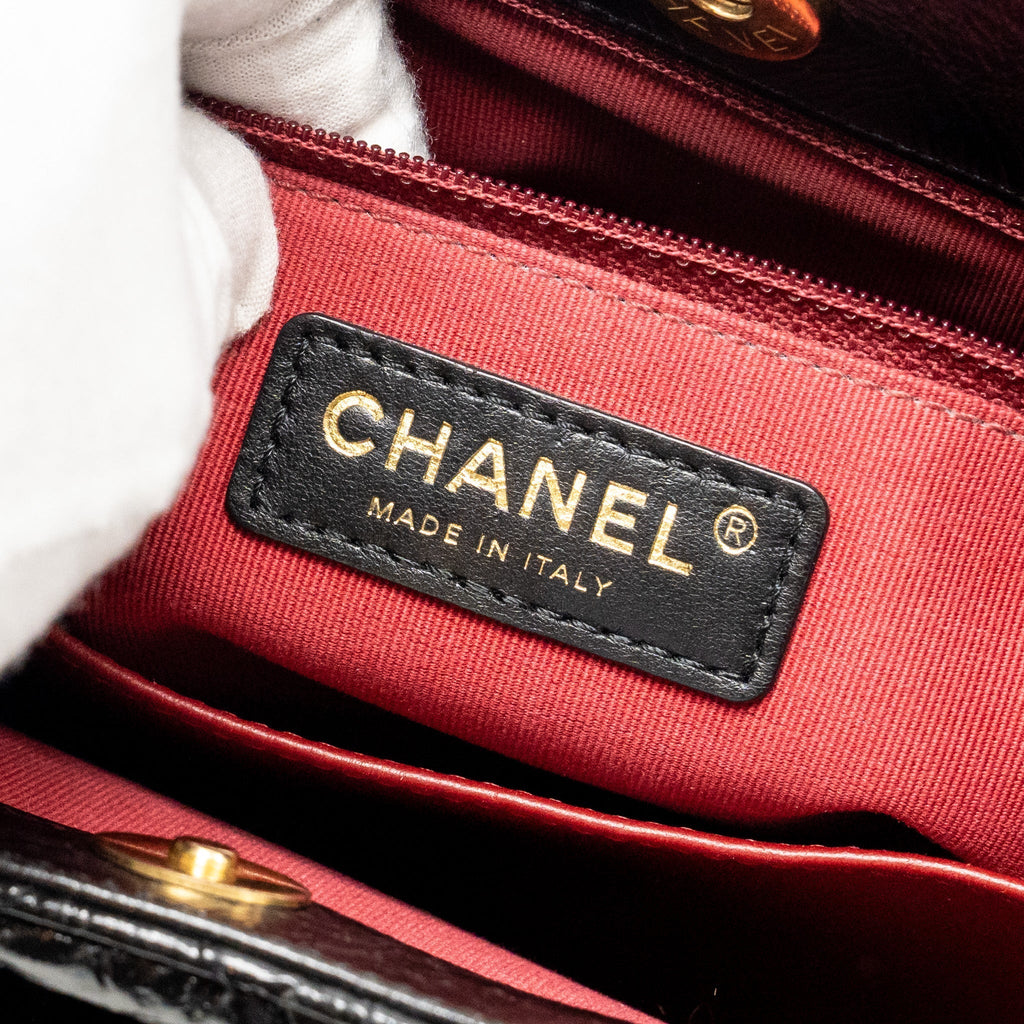 CHANEL HOBO BAG SHINY CALFSKIN BLACK GHW (MICROCHIP)