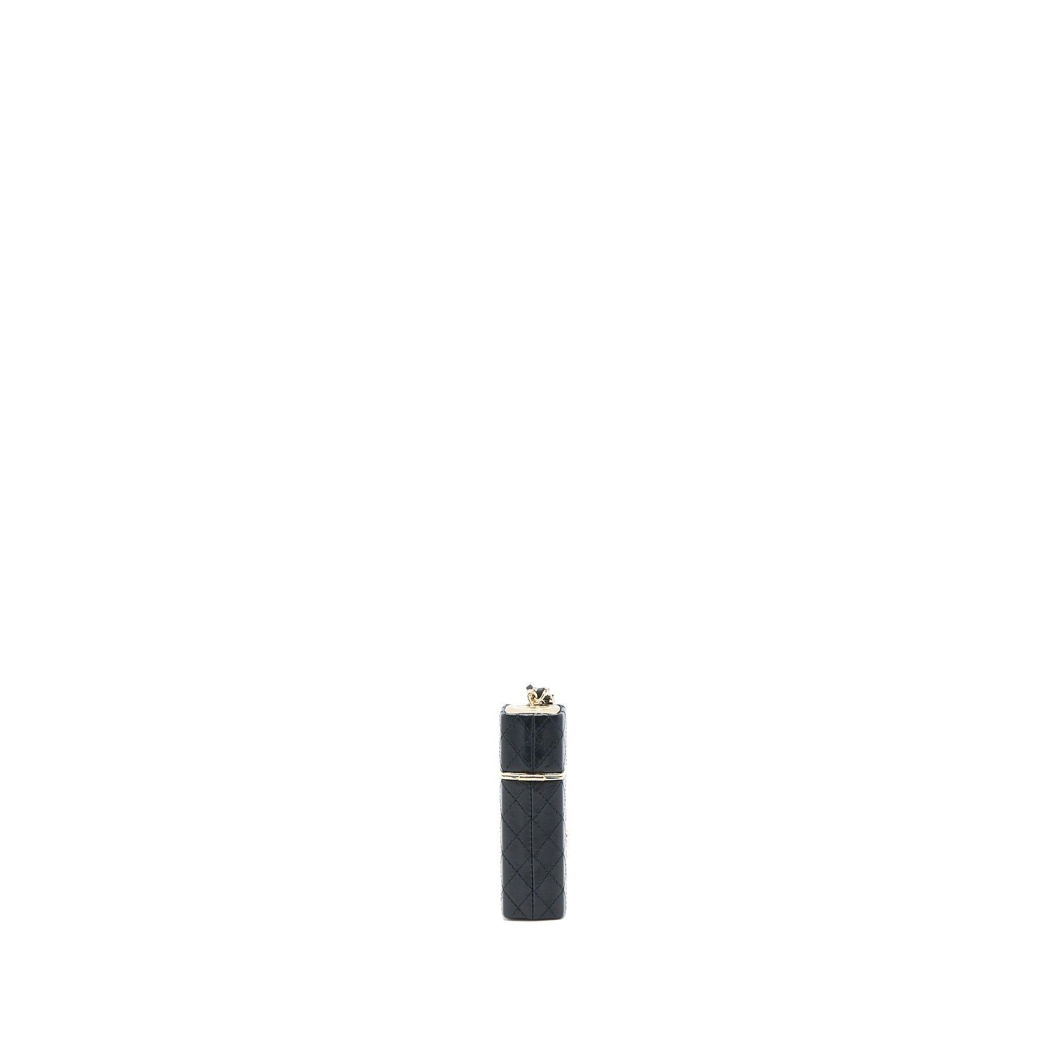 CHANEL SQUARED LIPSTICK CASE ON CHAIN BLACK LGHW
