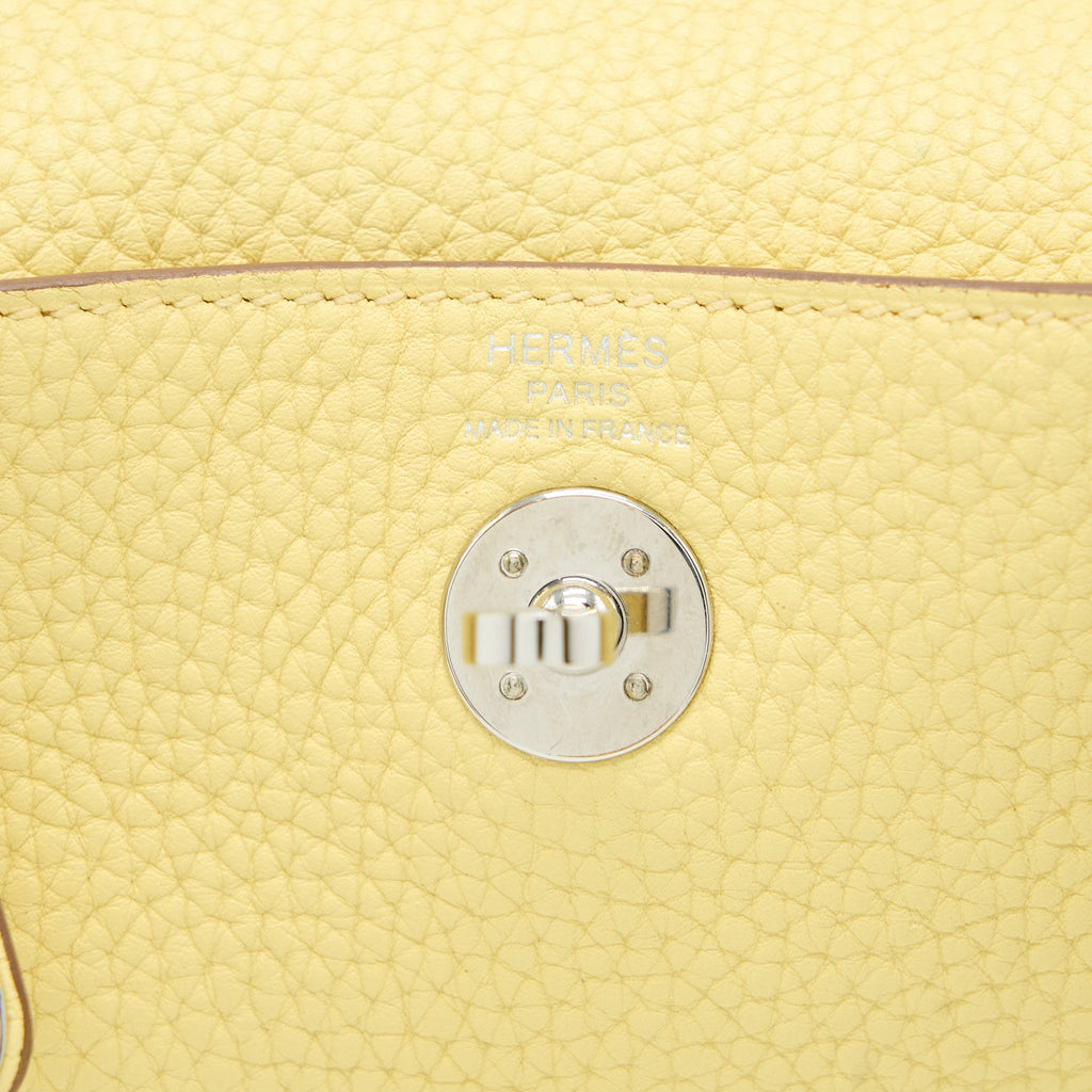 Hermes Mini Lindy Clemence 1Z Jaune Poussin SHW