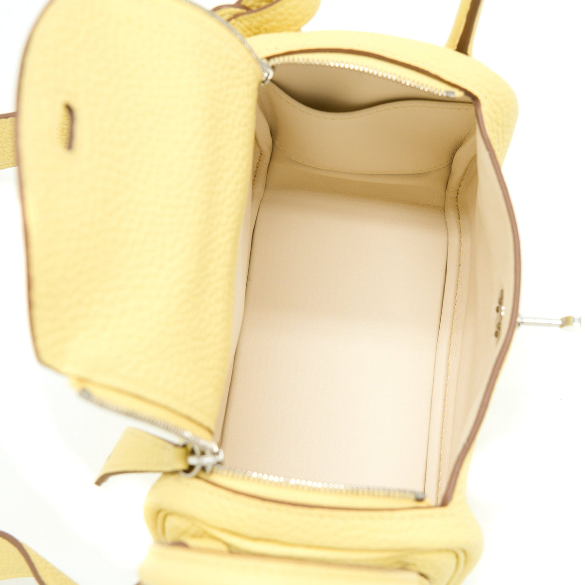 Hermes Mini Lindy Clemence 1Z Jaune Poussin SHW