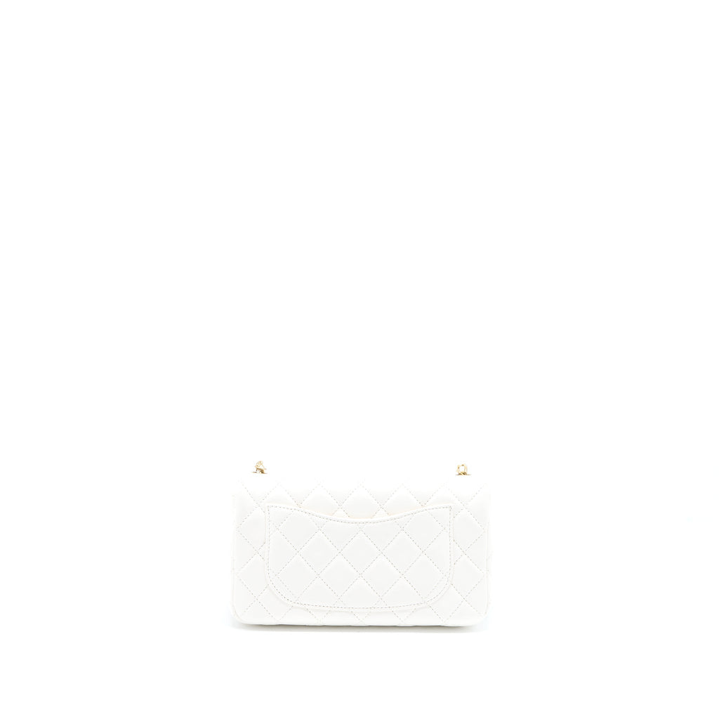 CHANEL PEARL CRUSH MINI RECTANGULAR FLAP BAG LAMBSKIN WHITE GHW