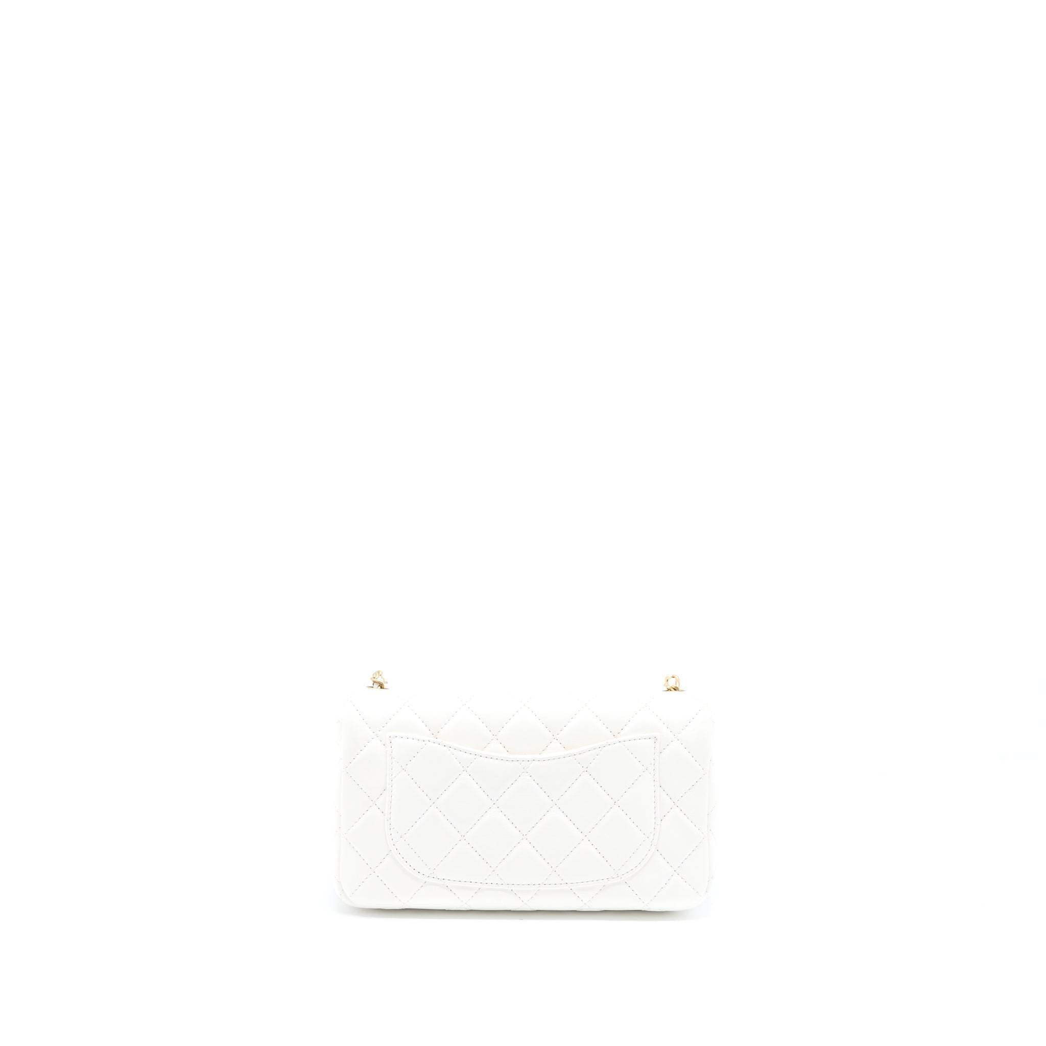 CHANEL PEARL CRUSH MINI RECTANGULAR FLAP BAG LAMBSKIN WHITE GHW