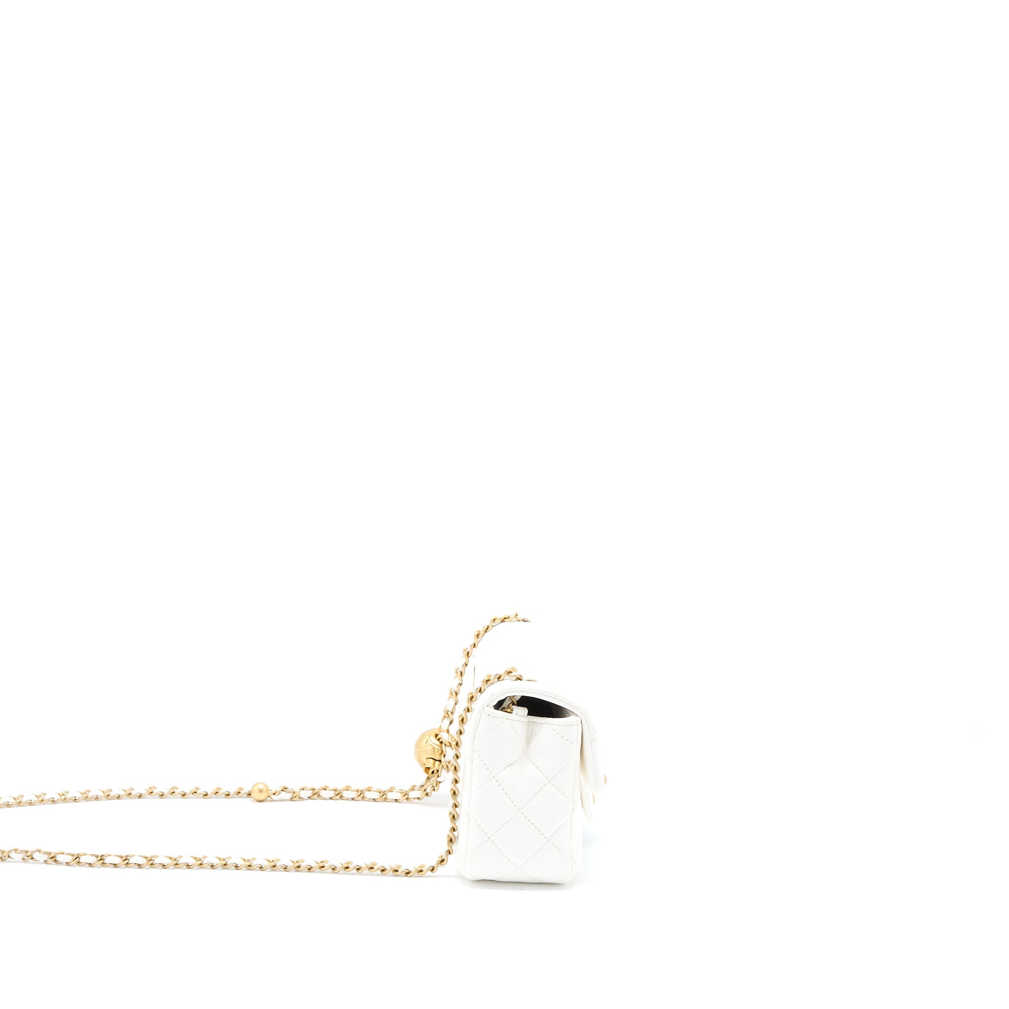 CHANEL PEARL CRUSH MINI RECTANGULAR FLAP BAG LAMBSKIN WHITE GHW