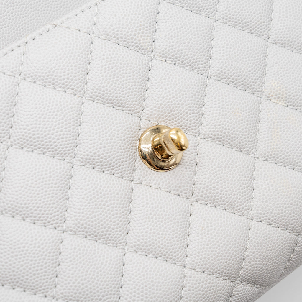 CHANEL SMALL COCO HANDLE CAVIAR LIGHT GREY LGHW