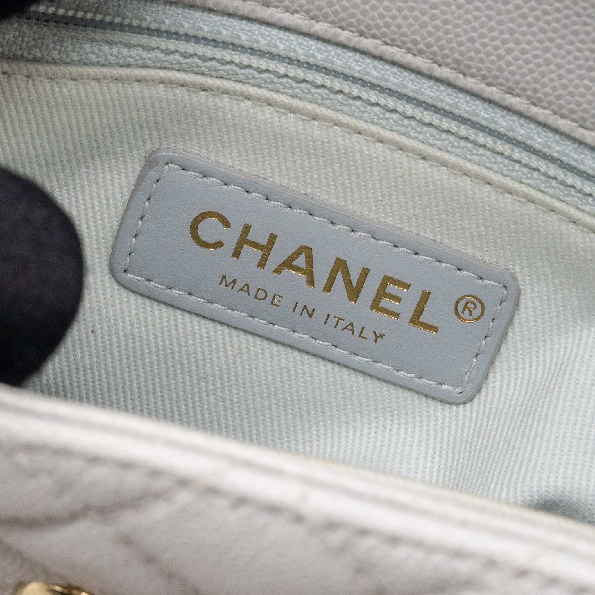 CHANEL SMALL COCO HANDLE CAVIAR LIGHT GREY LGHW