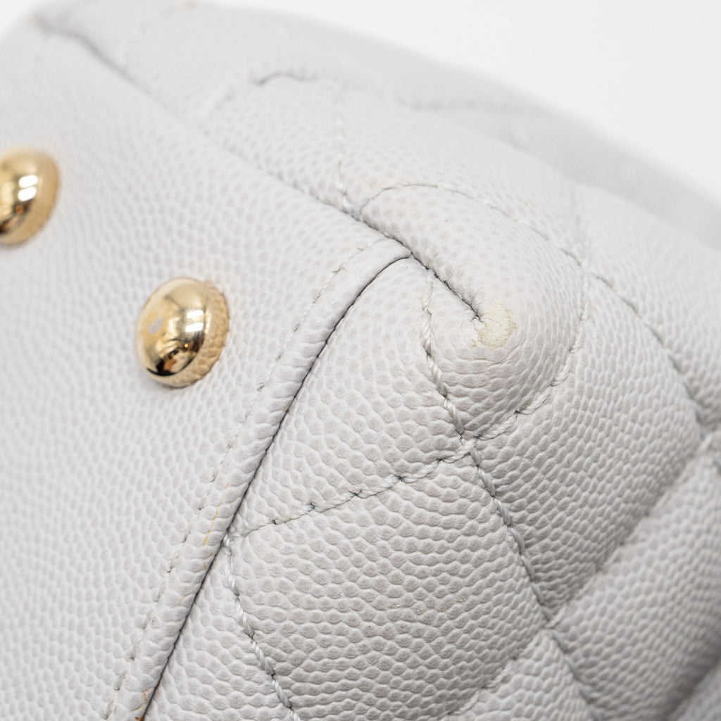 CHANEL SMALL COCO HANDLE CAVIAR LIGHT GREY LGHW