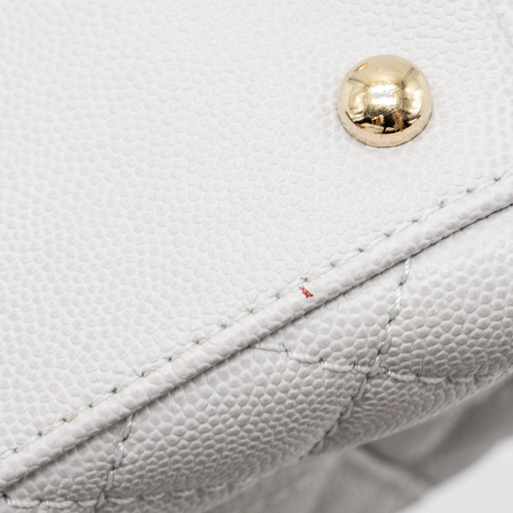 CHANEL SMALL COCO HANDLE CAVIAR LIGHT GREY LGHW