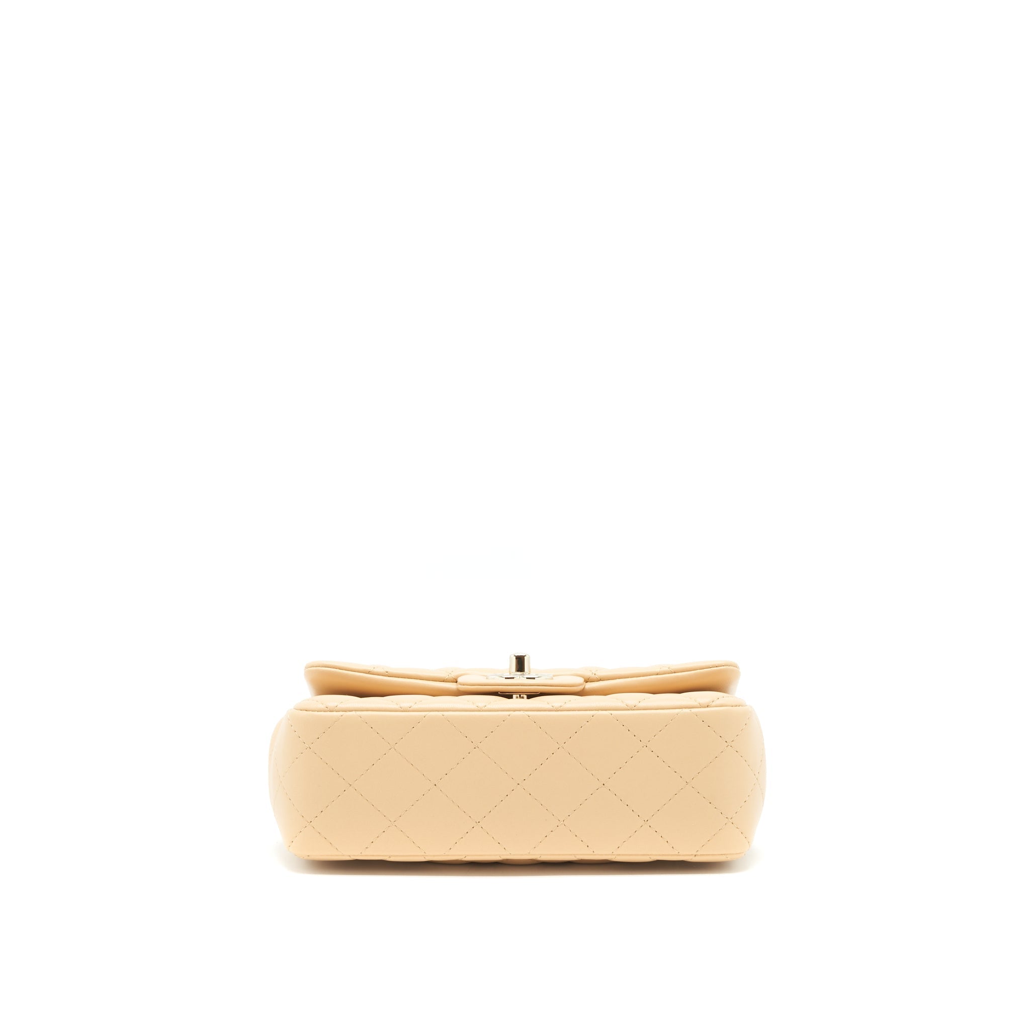 CHANEL MINI RECTANGULAR LAMBSKIN LIGHT BEIGE LGHW(MICROCHIP)