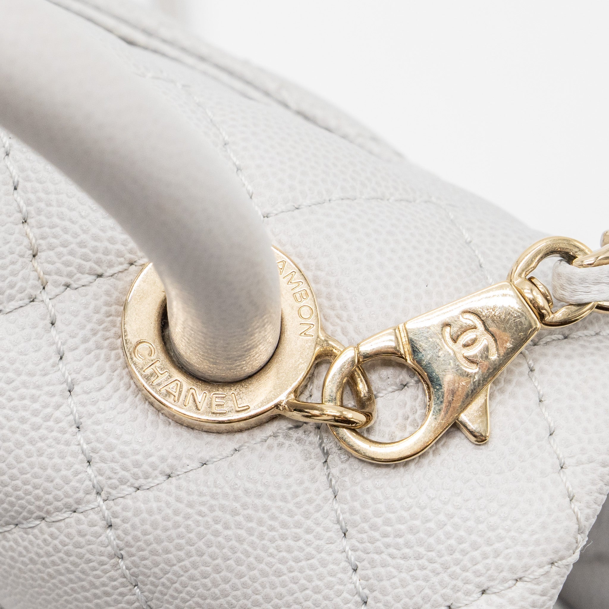 CHANEL SMALL COCO HANDLE CAVIAR LIGHT GREY LGHW