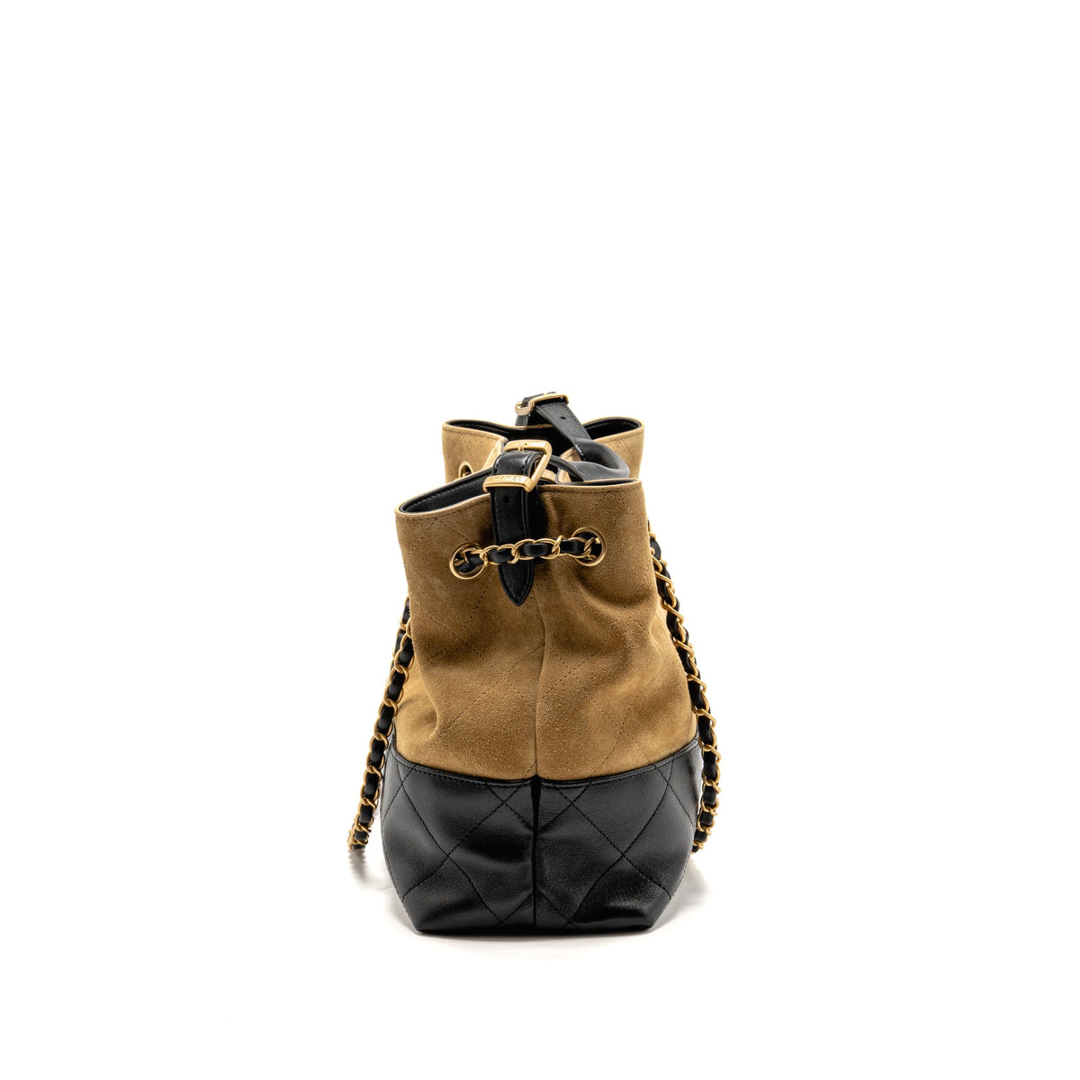 Chanel Metiers d’art Small Shopping Bag Suede/Shiny Lambskin Beige/Black GHW (Microchip)