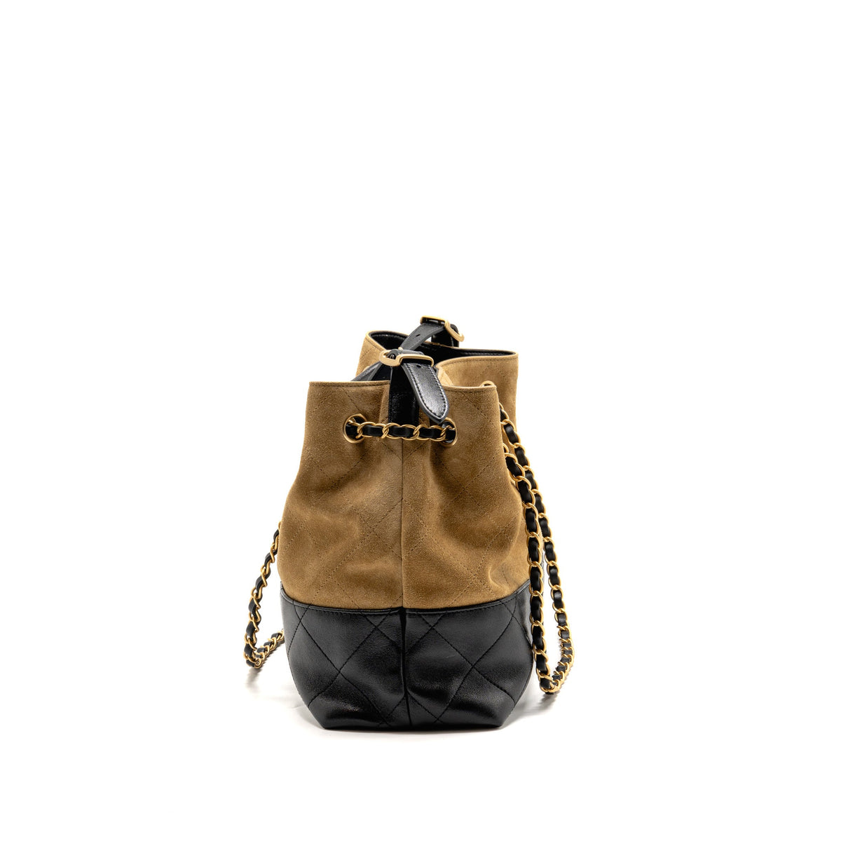 Chanel Metiers d’art Small Shopping Bag Suede/Shiny Lambskin Beige/Black GHW (Microchip)