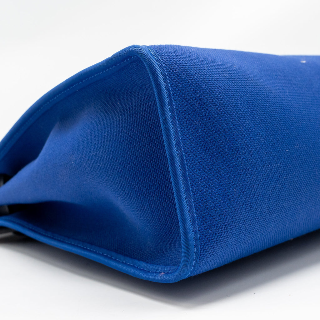 HERMES HERBAG 31 ZIP BAG CANVAS/HUNTER LEATHER BLEU ELECTRIQUE/BLEU INDIGO SHW