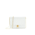 CHANEL QUILTED PEARL CHAIN FLAP BAG IN WHITE GHW