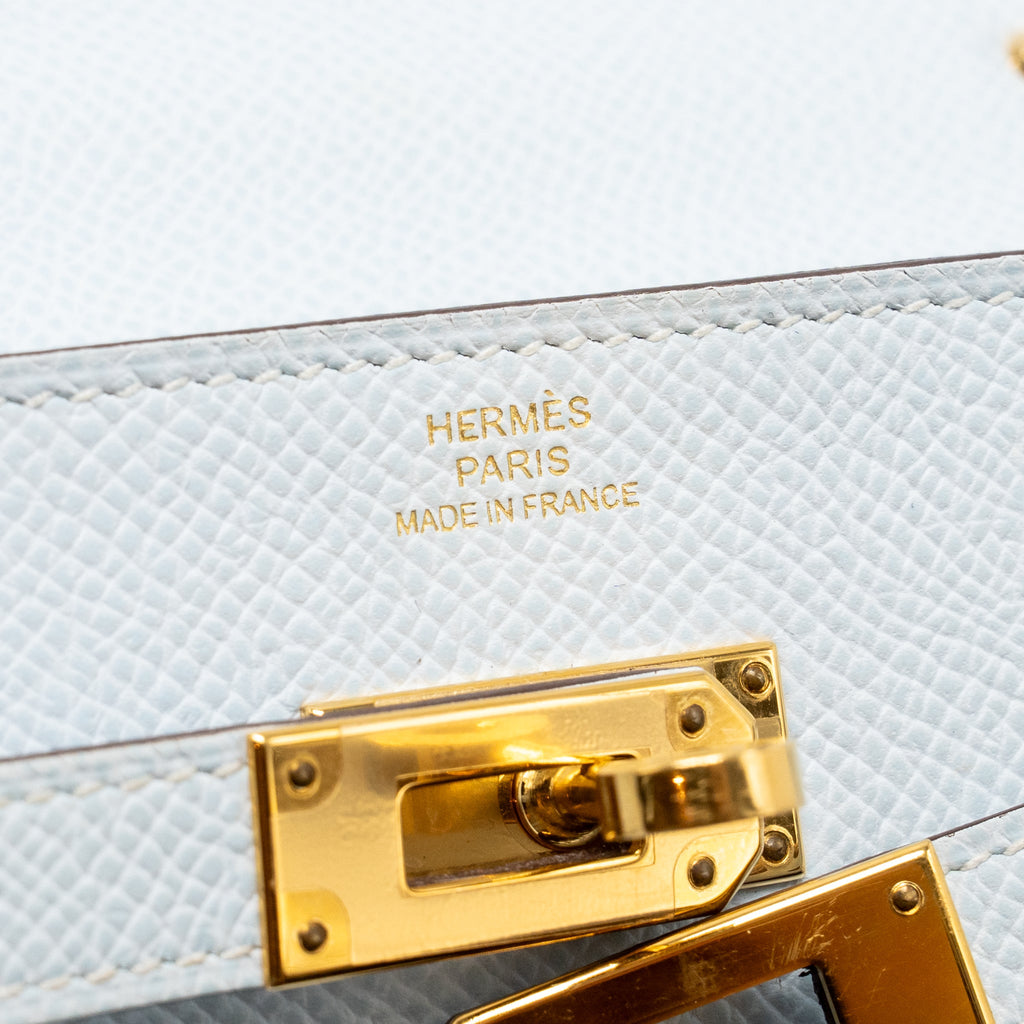 Hermes Classic Kelly to Go Epsom Blue Brume GHW