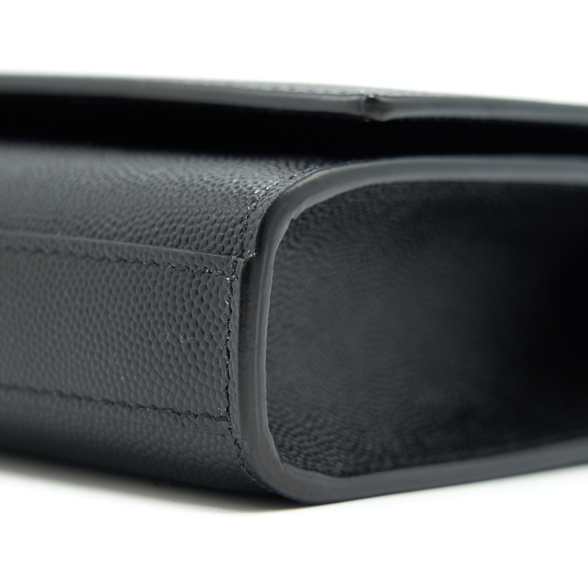 SAINT LAURENT KATE CLUTCH IN GRAIN DE POUDRE EMBOSSED LEATHER BLACK GHW