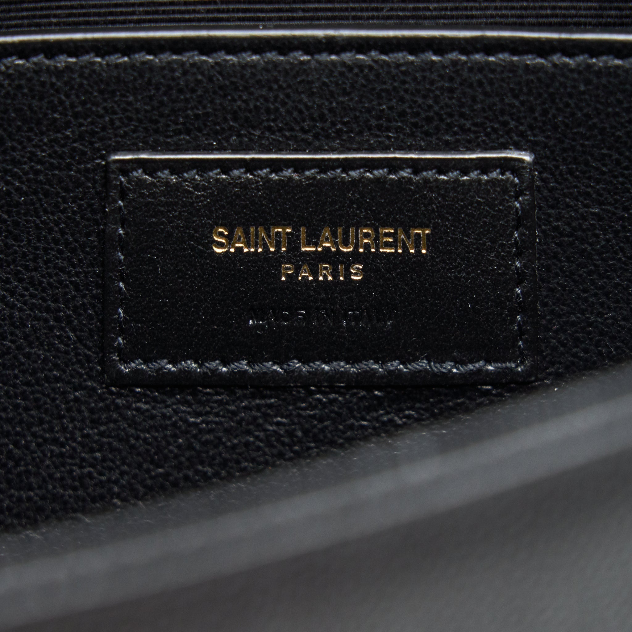 SAINT LAURENT KATE CLUTCH IN GRAIN DE POUDRE EMBOSSED LEATHER BLACK GHW