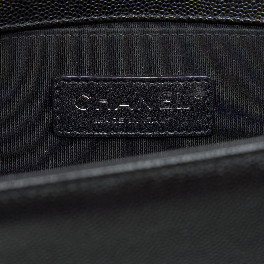 CHANEL SMALL BOY BAG CAVIAR BLACK RUTHENIUM SLIVER HARDWARE
