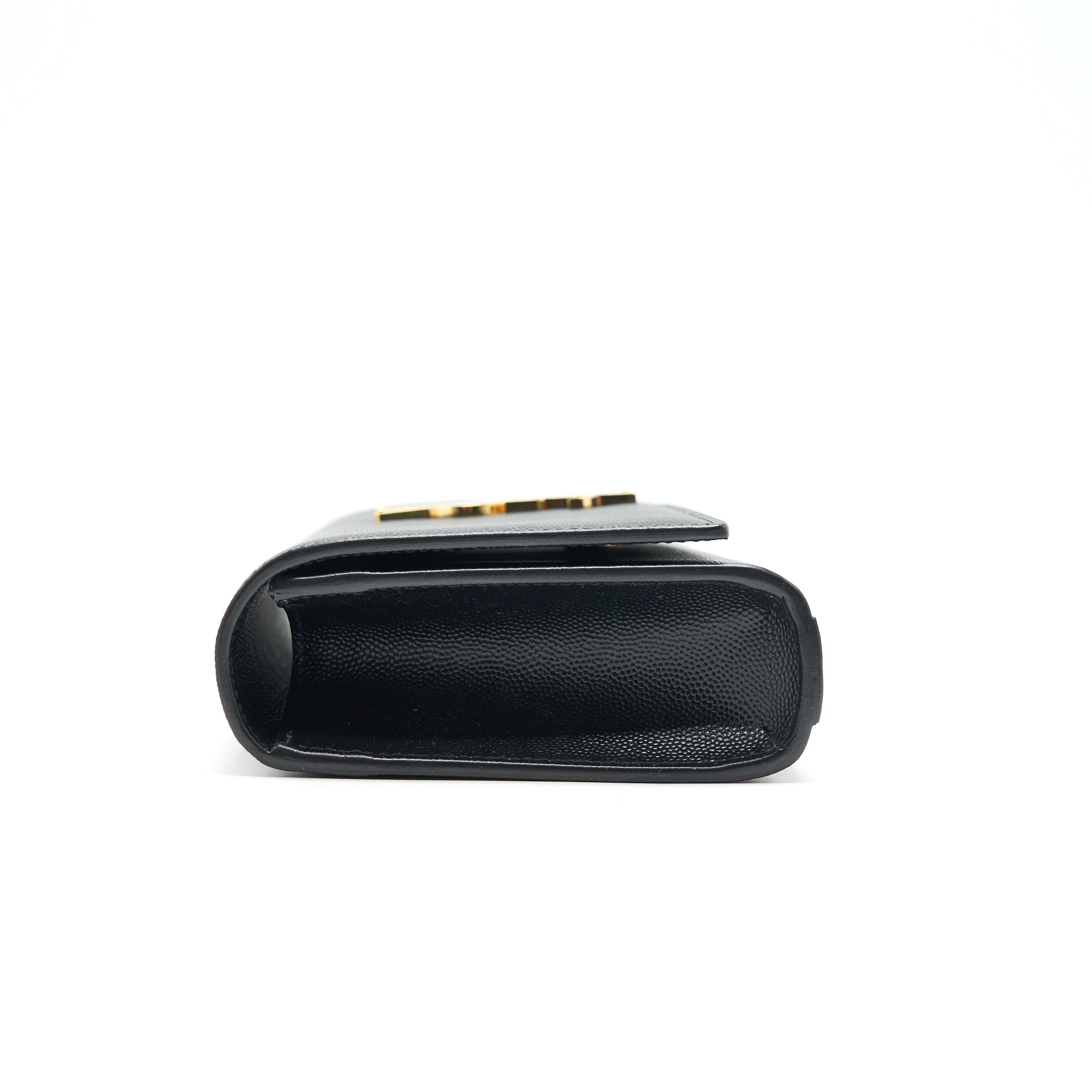 SAINT LAURENT KATE CLUTCH IN GRAIN DE POUDRE EMBOSSED LEATHER BLACK GHW