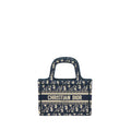 DIOR MINI BOOK TOTE BLUE OBLIQUE EMBROIDERY