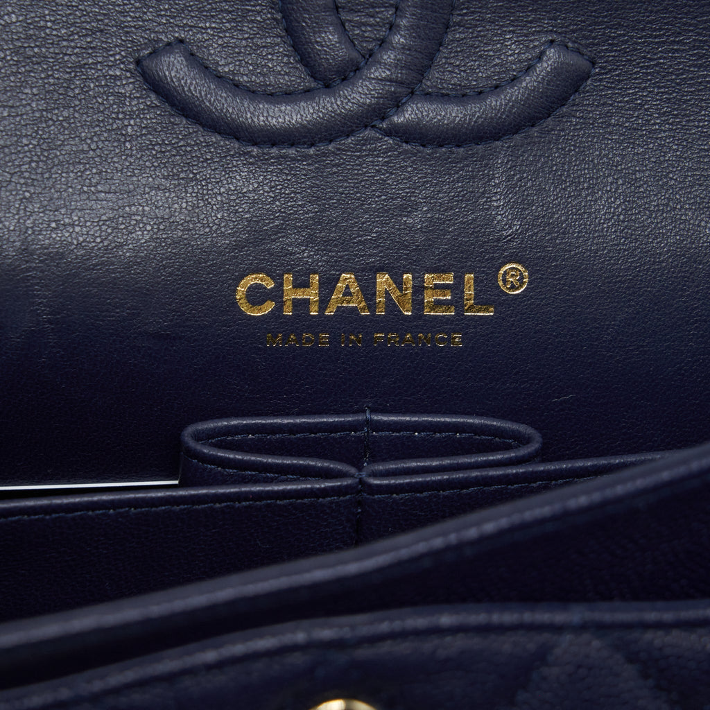 CHANEL SMALL CLASSIC FLAP BAG CAVIAR DARK BLUE LGHW
