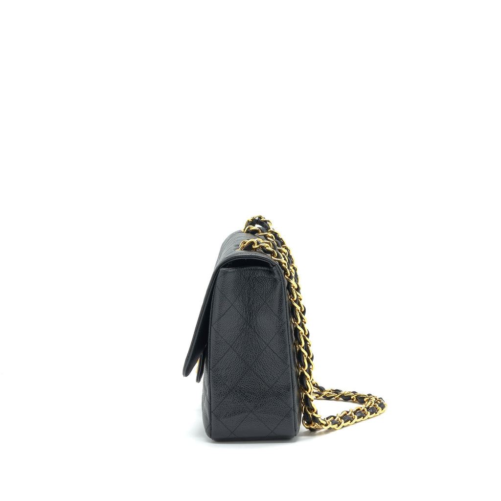 CHANEL VINTAGE JUMBO SINGLE FLAP CAVIAR BLACK GHW