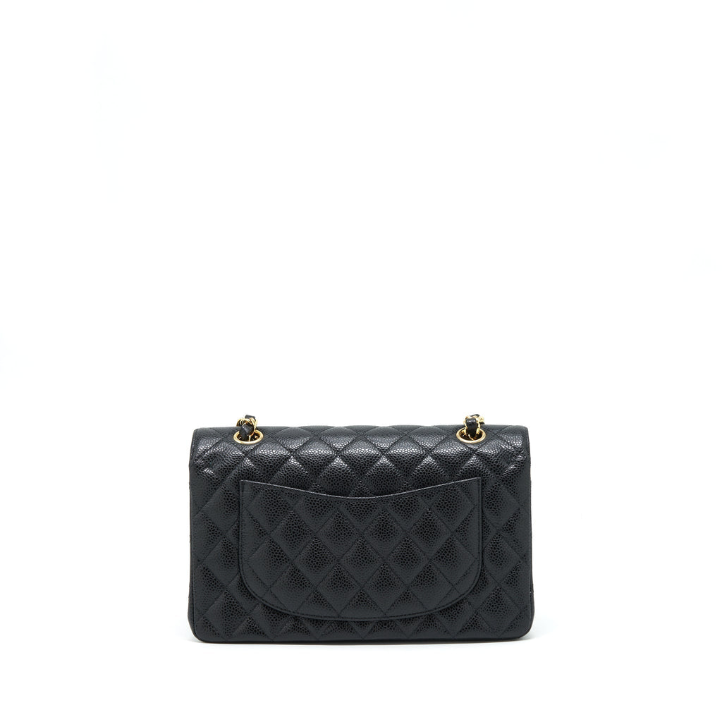 CHANEL SMALL CLASSIC DOUBLE FLAP BAG CAVIAR BLACK GHW (MICROCHIP)