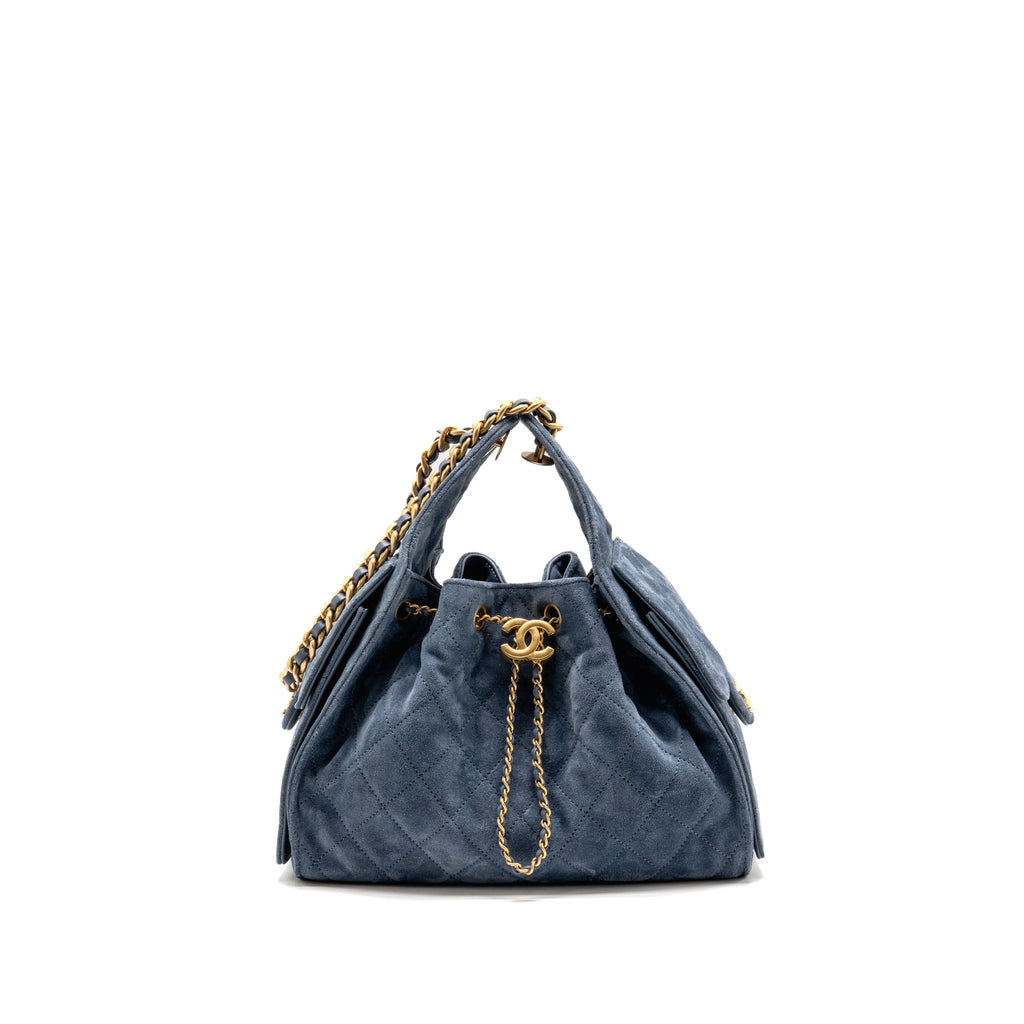 Chanel Small 25 Bag Suede Blue GHW (Microchip)