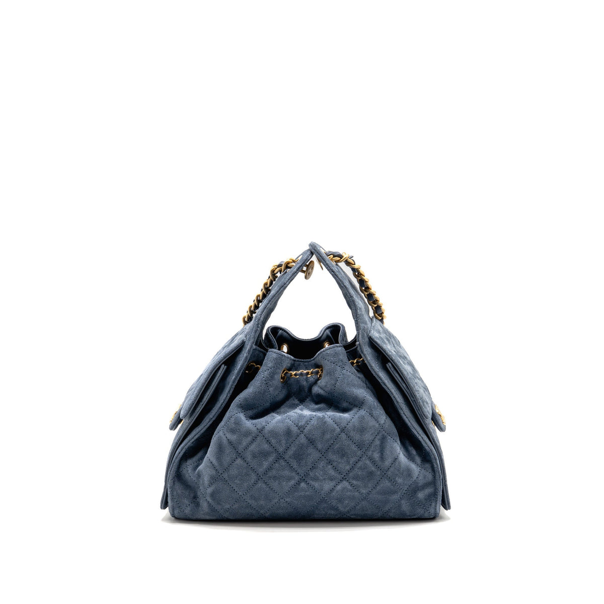 Chanel Small 25 Bag Suede Blue GHW (Microchip)