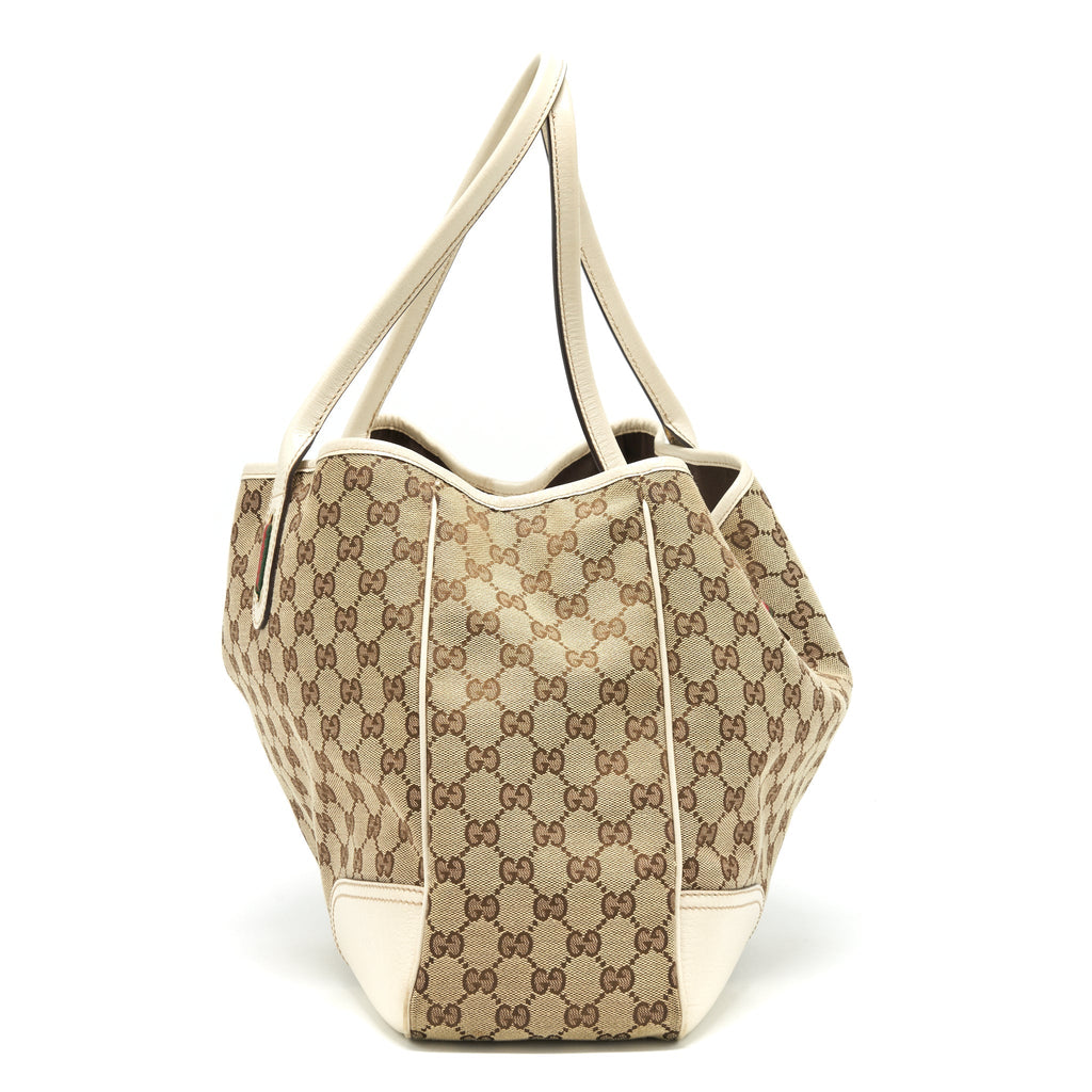 GUCCI PRINCY TOTE BAG GG SUPREME CANVAS/ WHITE GHW