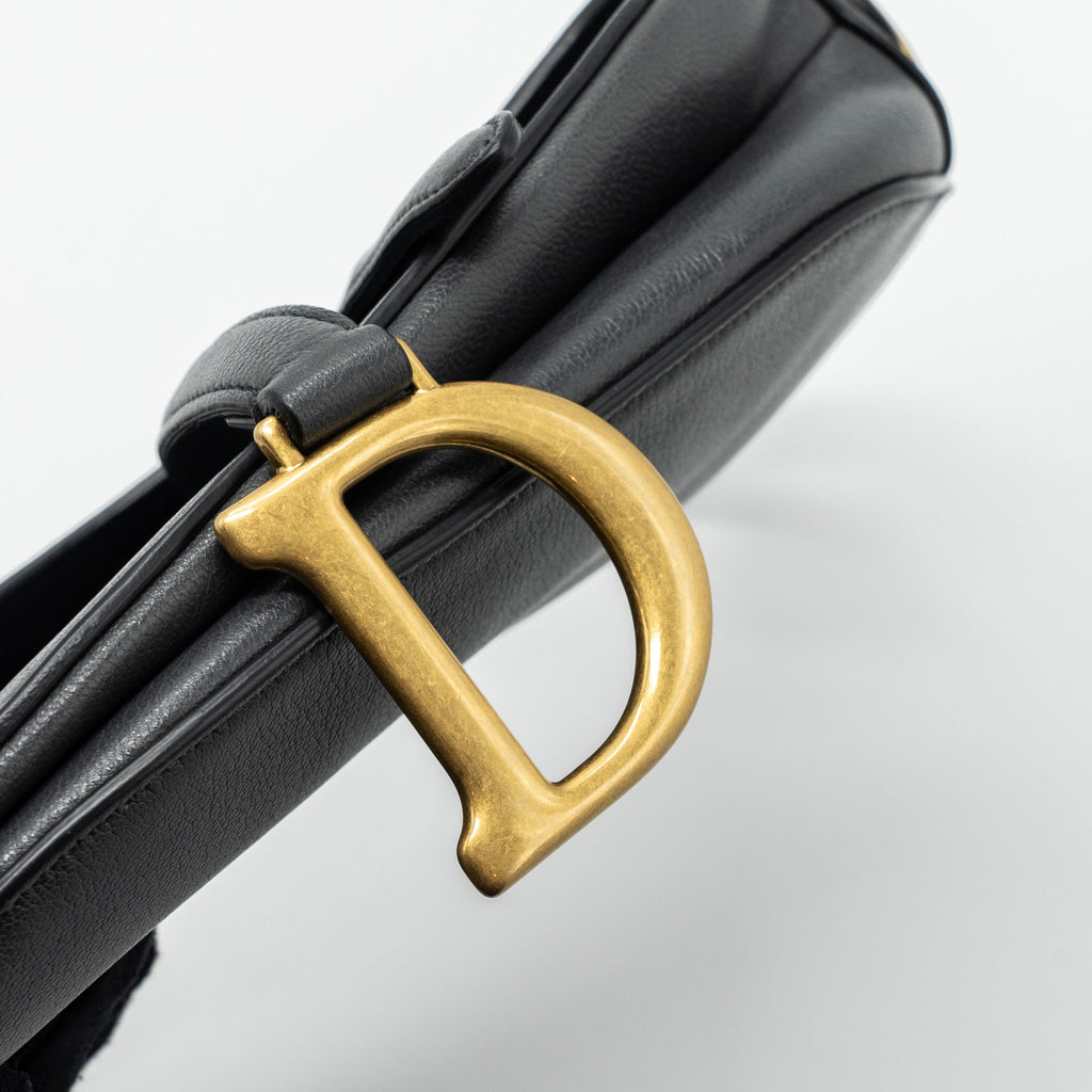 DIOR MEDIUM SADDLE BAG GOATSKIN DARK GREY GHW