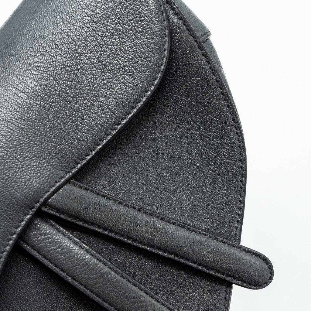DIOR MEDIUM SADDLE BAG GOATSKIN DARK GREY GHW