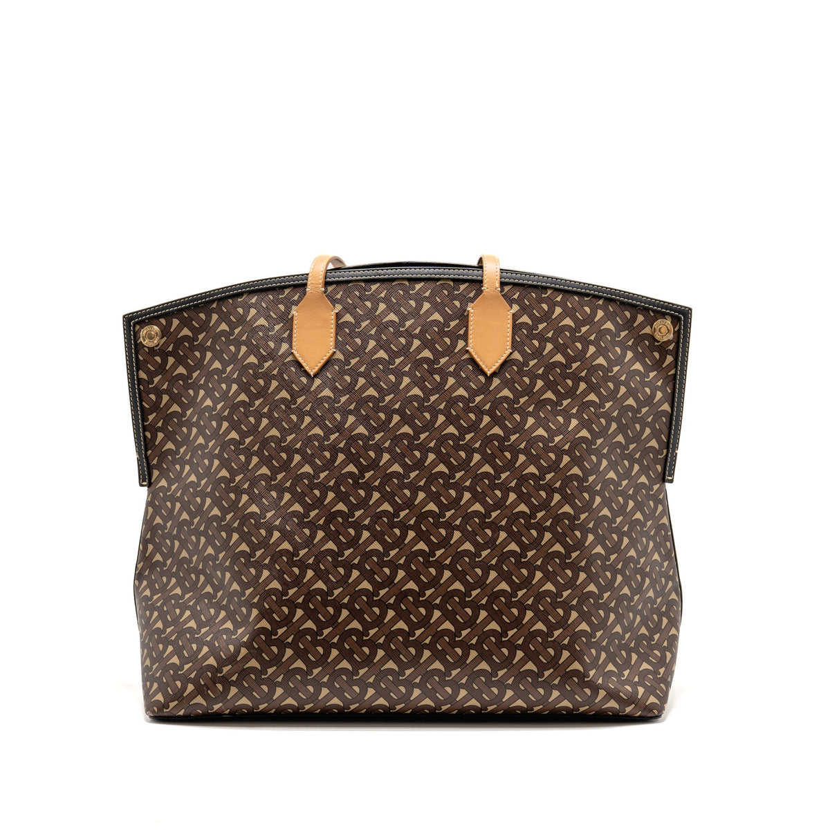 Burberry Large Society Tote Bag Monogram E-canvas Bridle Brown GHW