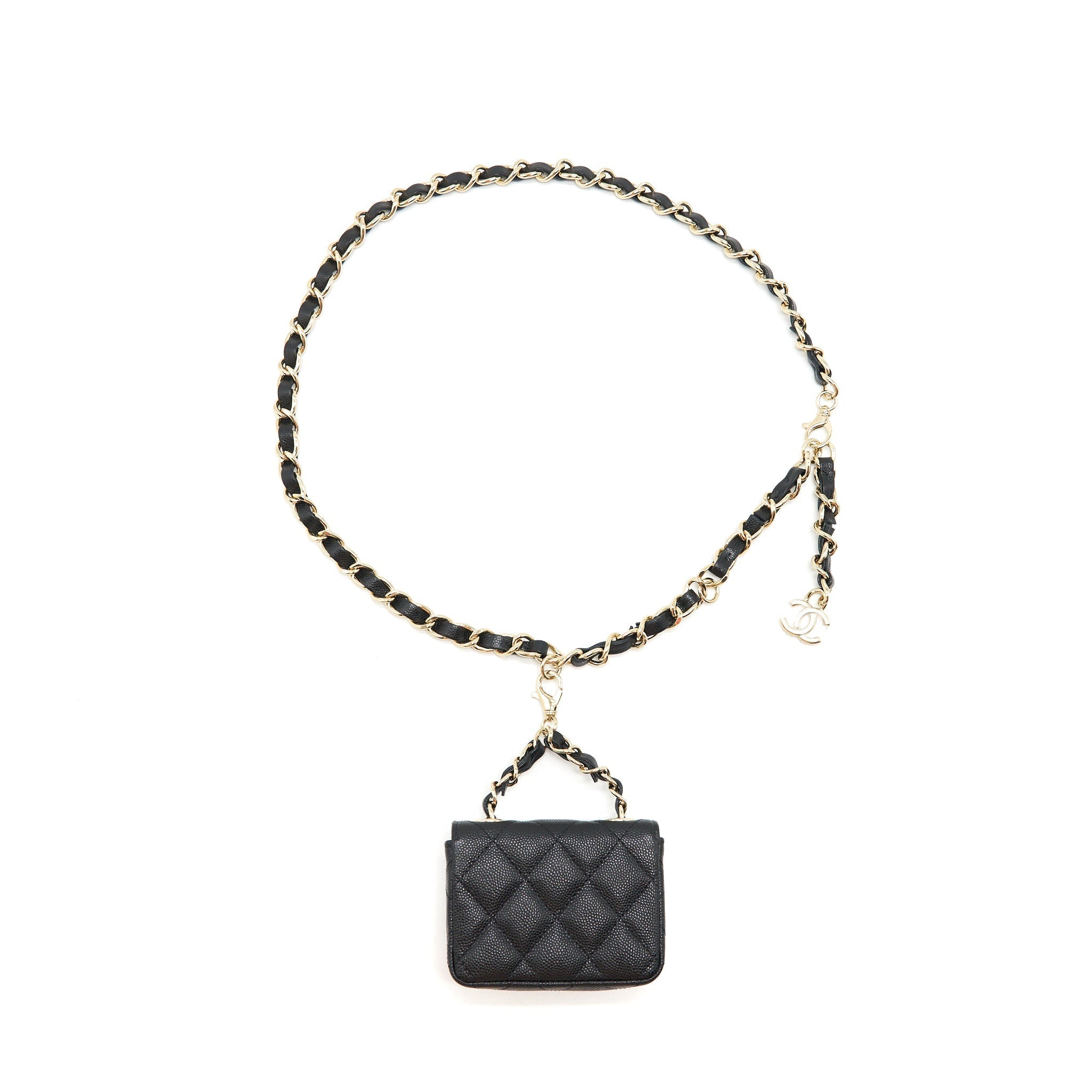 CHANEL 21B BELT BAG CAVIAR BLACK LGHW