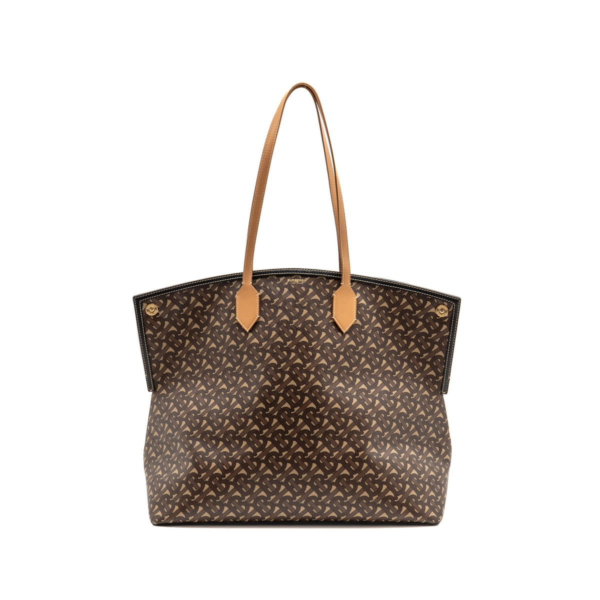 Burberry Large Society Tote Bag Monogram E-canvas Bridle Brown GHW
