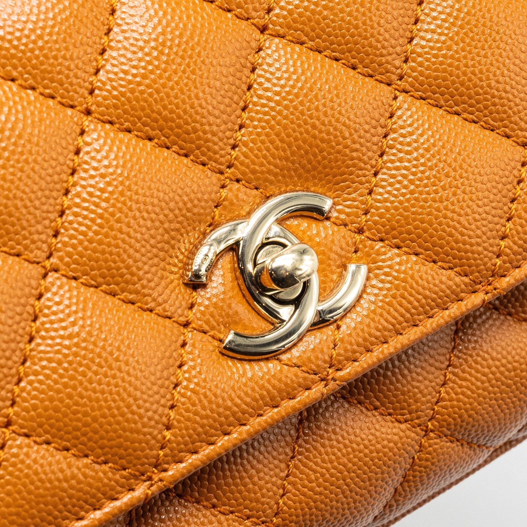 CHANEL MINI COCO HANDLE CAVIAR CARAMEL LGHW (MICROCHIP)
