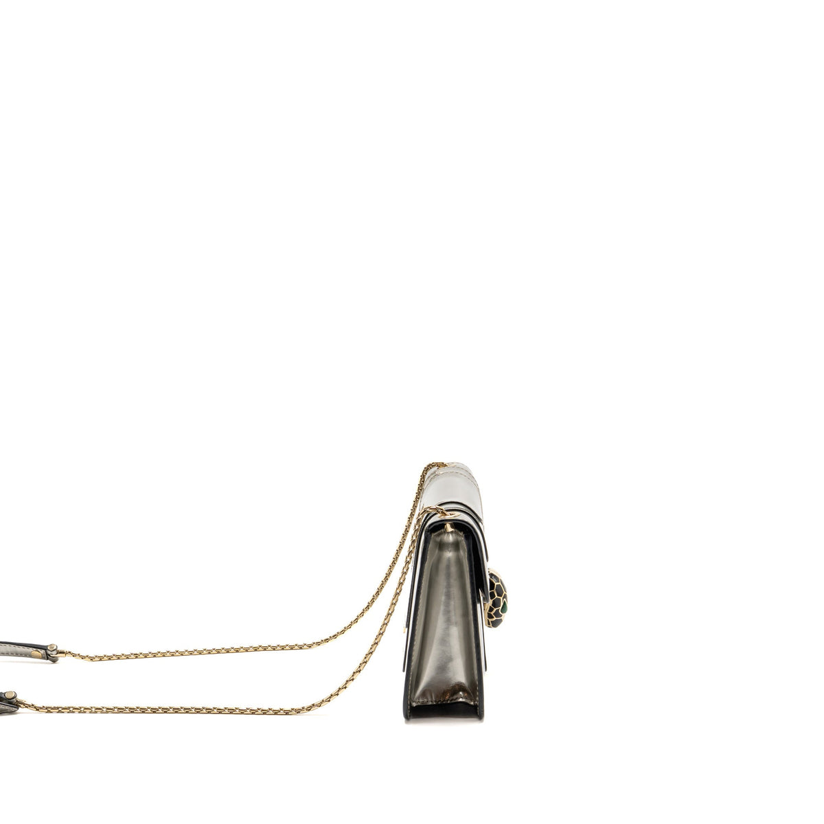 Bvlgari Serpenti Forever Flap Bag Calfskin Metallic Silver LGHW