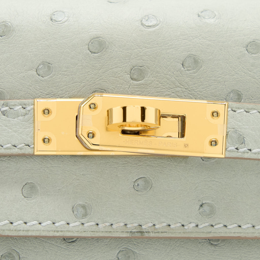 HERMES KELLY 25 SELLIER OSTRICH 80 GRIS PERLE GHW