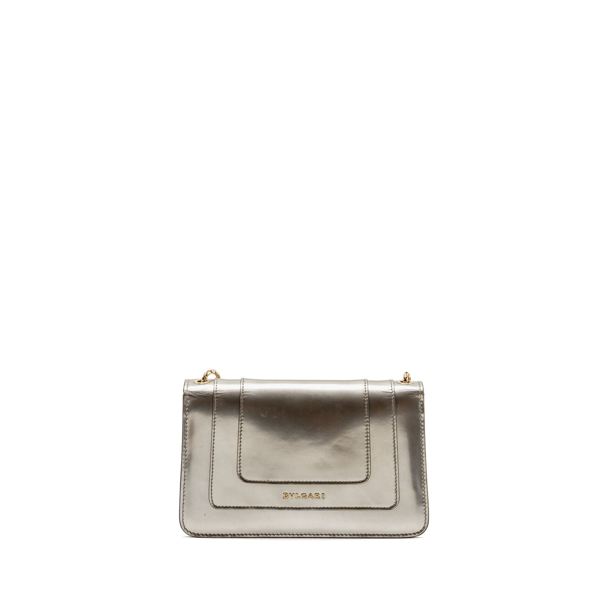 Bvlgari Serpenti Forever Flap Bag Calfskin Metallic Silver LGHW