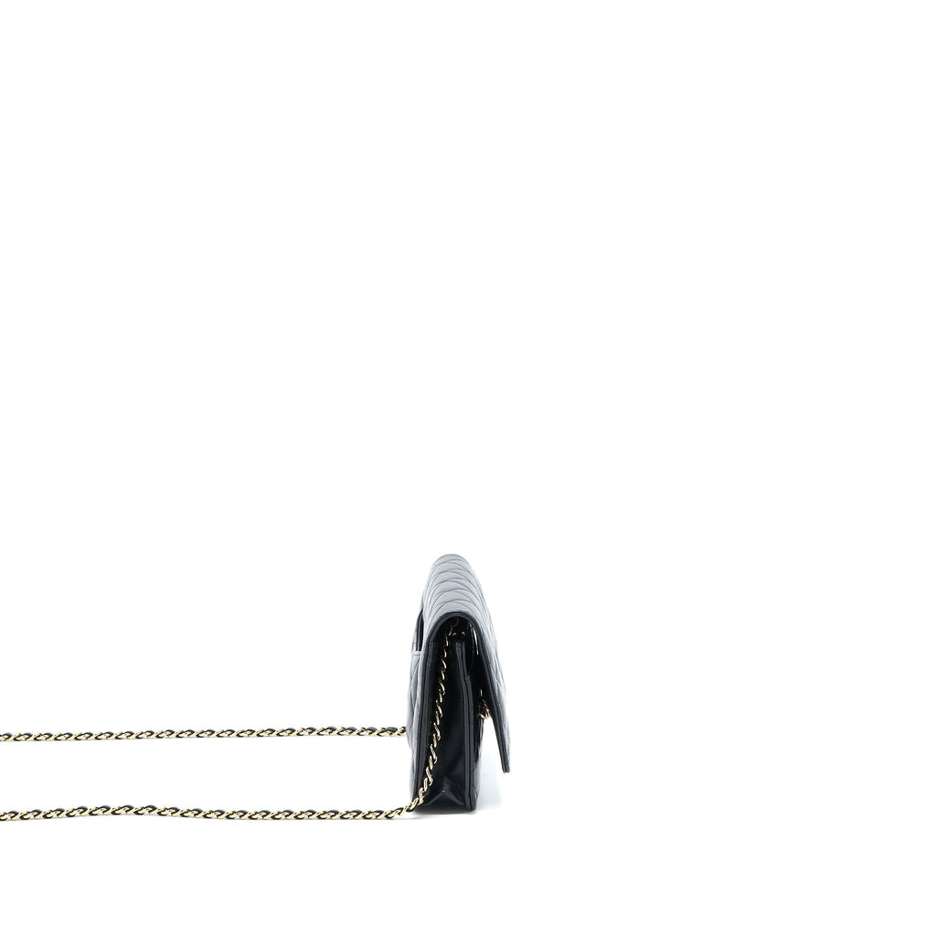 CHANEL RIBBON WALLET ON CHAIN LAMBSKIN BLACK LGHW (MICROCHIP)