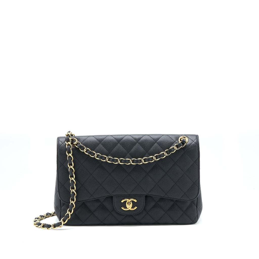 CHANEL CLASSIC JUMBO DOUBLE FLAP BAG CAVIAR BLACK GHW