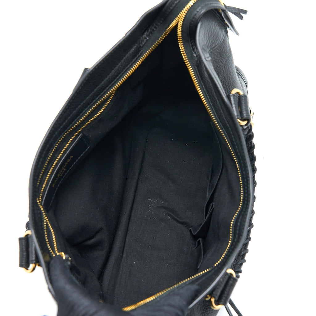 BALENCIAGA EDGE CITY BAG GOATSKIN BLACK GHW