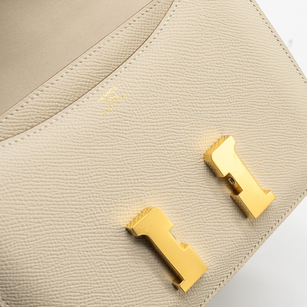 Hermes mini constance Epsom Craie GHW