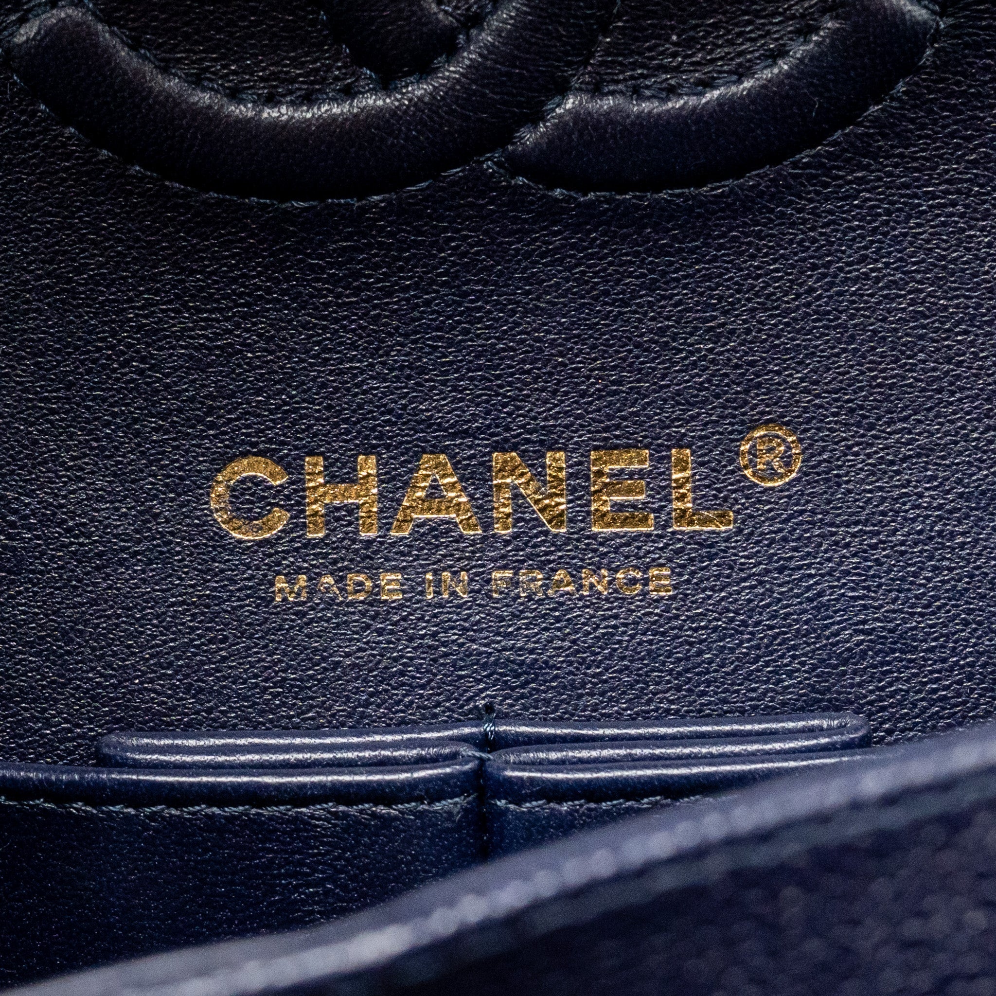 CHANEL SMALL CLASSIC DOUBLE FLAP BAG CAVIAR NAVY GHW (MICROCHIP)