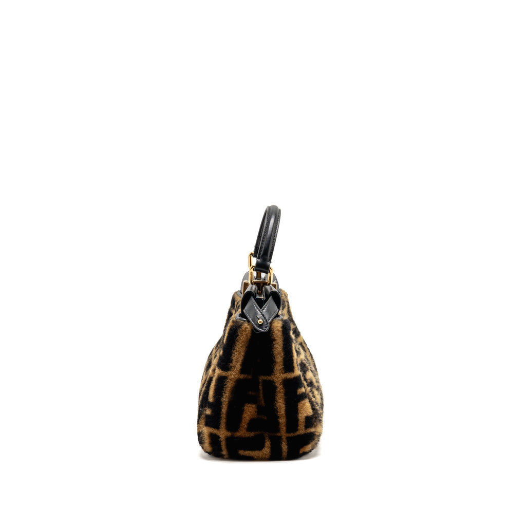 Fendi Mini Peekaboo Lambskin/Shearling Tabacco/Black GHW