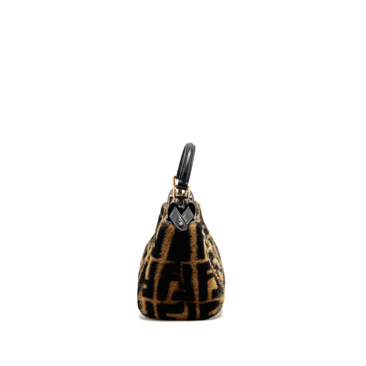 Fendi Mini Peekaboo Lambskin/Shearling Tabacco/Black GHW