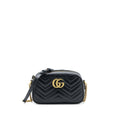 GUCCI GG MARMONT CAMERA SHOULDER BAG CALFSKIN BLACK BRUSHED GHW