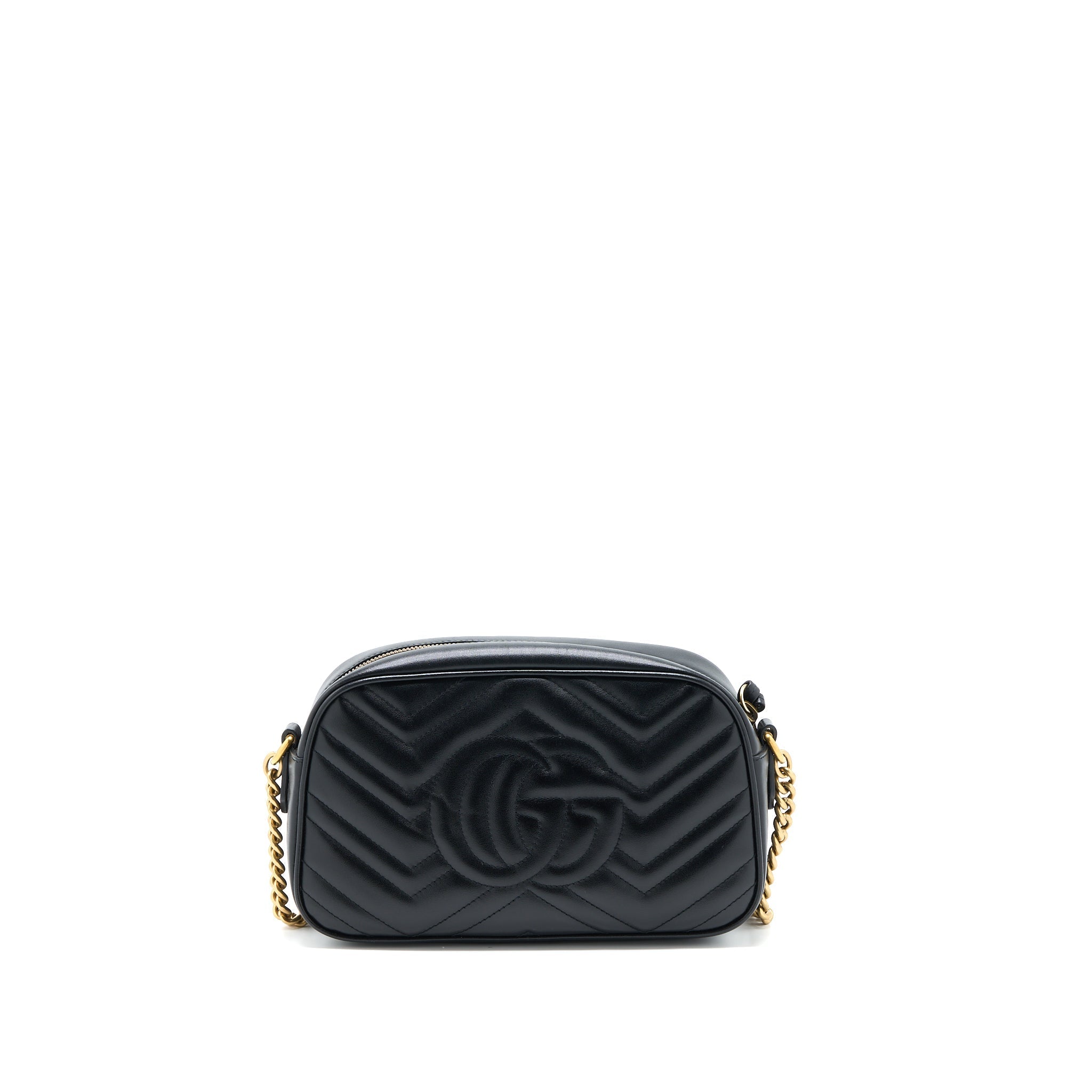 GUCCI GG MARMONT CAMERA SHOULDER BAG CALFSKIN BLACK BRUSHED GHW